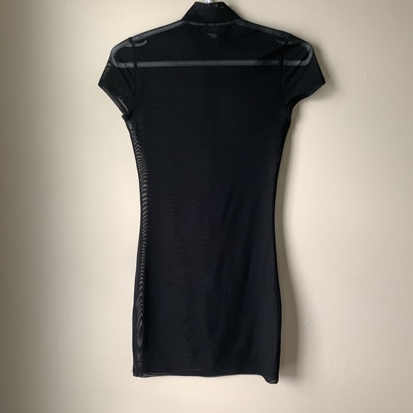 Black Sheer Bodycon 90's Style Mesh Dress with Zipper, size small - Picture 4 of 4